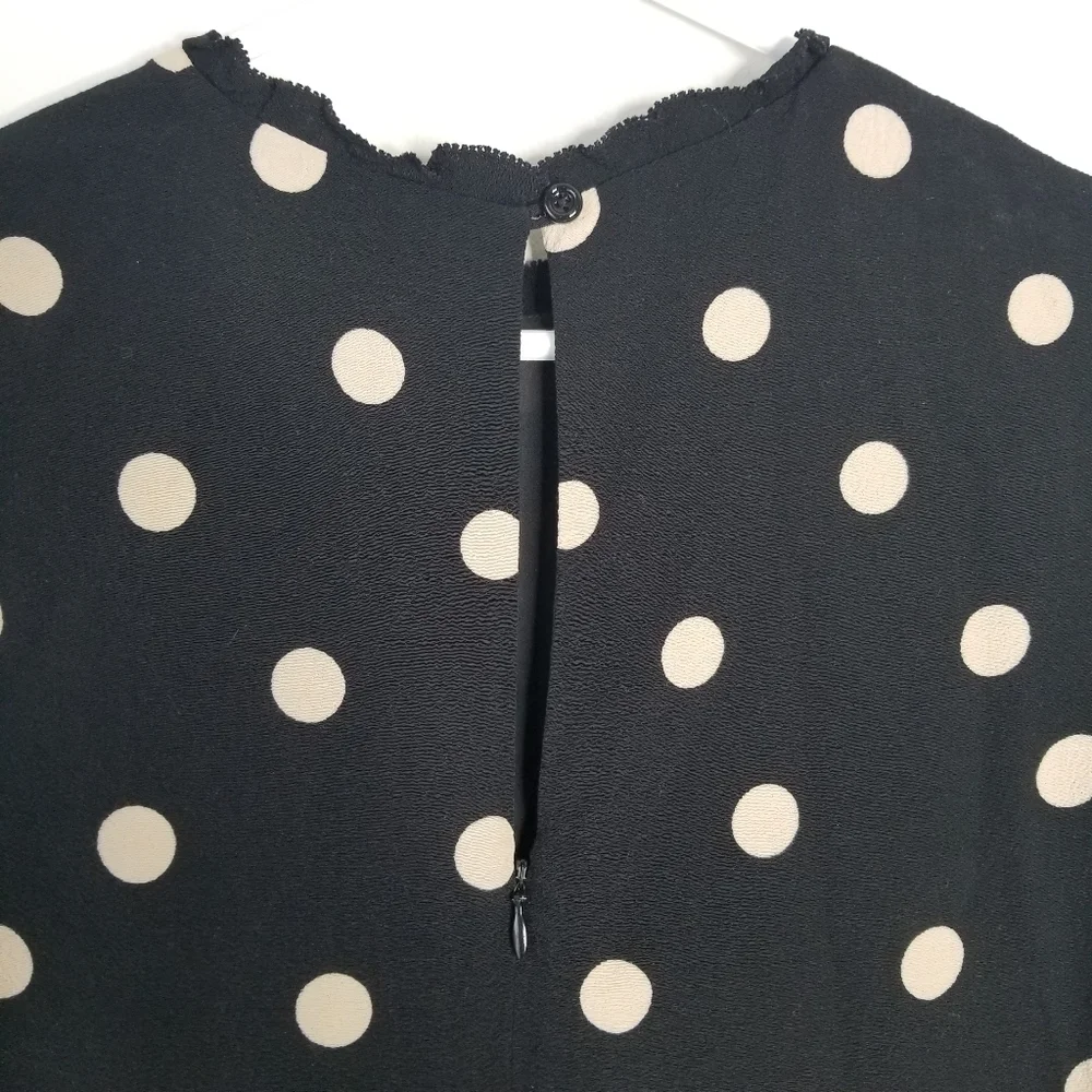 Kate Spade Polka Dot 3/4 Length Sleeve Crepe Mini Dress Ruffles Size 6